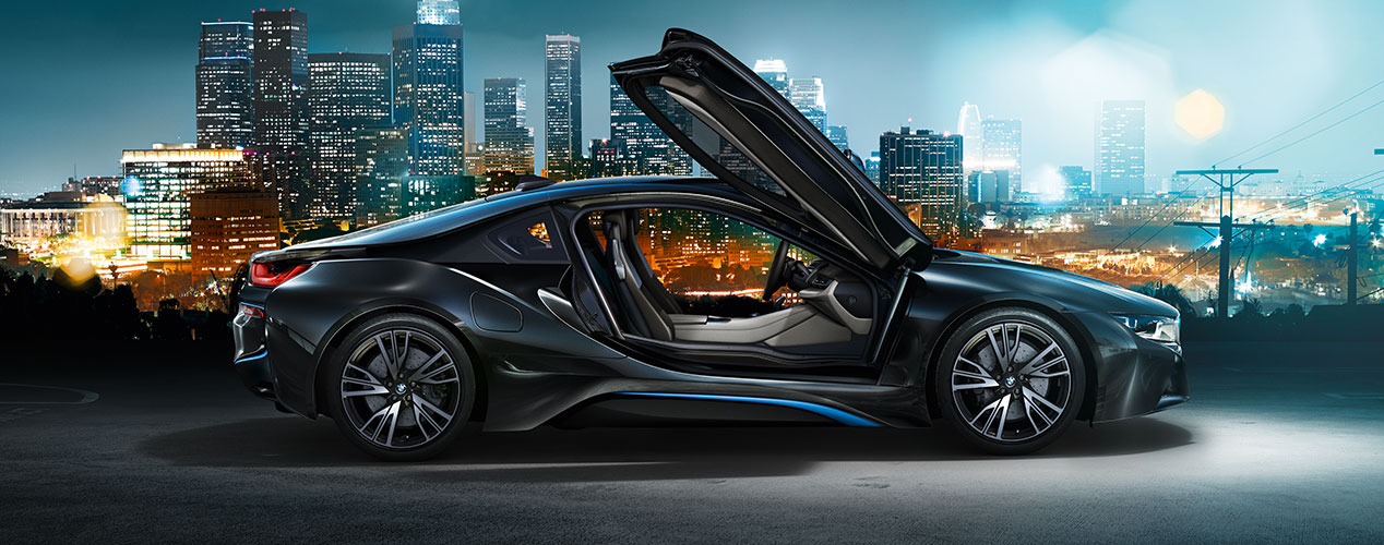bmw i8 with custom set of louis vuitton luggage