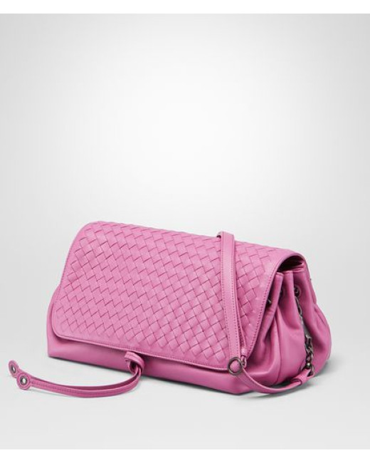 Bottega Veneta Intrecciato Nappa Luna Dusty Pink Crossbody Flap Bag