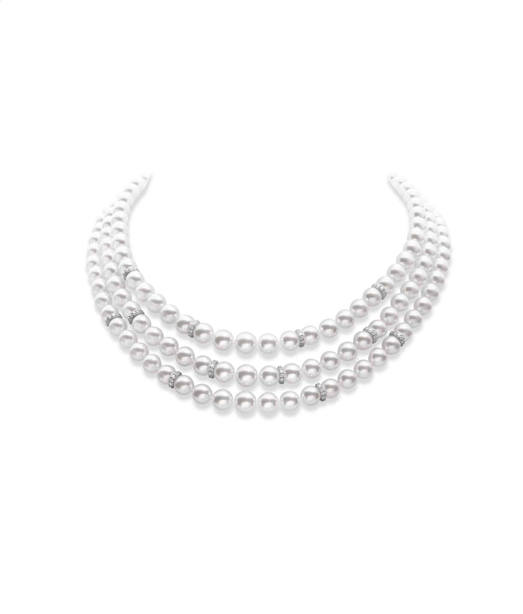 Exquisite Mikimoto Triple Strand Akoya Cultured Pearl Necklace