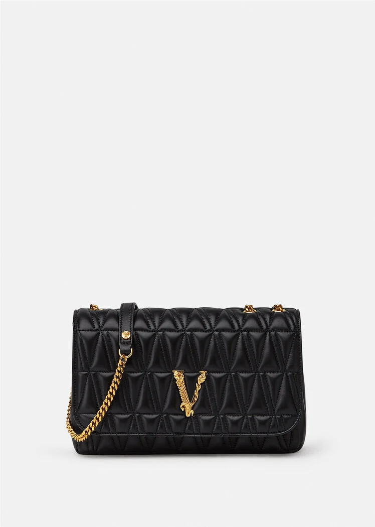 Versace Virtus Quilted Nappa Leather Shoulder Bag - SeaChange